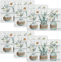 Eucalyptus Placemats Set of 6 Farmhouse Green Botanical Table Mats Washable Place mats for Home Party Indoor Kitchen Dining Table Decoration 12x18 Inch