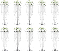 10 Pcs Wedding Centerpieces Vase, 21.6" Silver Metal Flower Holders Centerpiece Vase with Chandelier Crystal,for Reception Tables Décor Wedding Anniversary Party Events