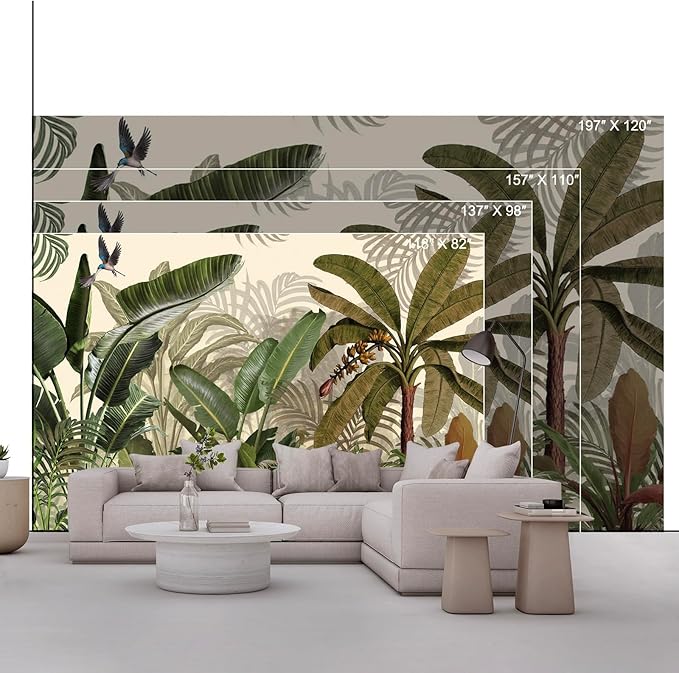Wall Mural Peel and Stick Vintage Floral Mural- Thick Canvas Waterproof Wallpaper Art for Living Room Bedroom, Large Self-Adhesive Decor (Color-5, 197×120 inch)