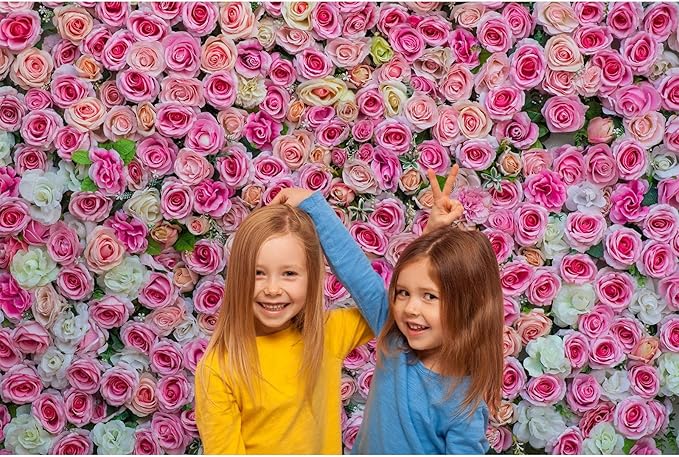 Flowers Backdrop Pink Red Roses Flowers Floral Wall Photography Background Anniversary Birthday Baby Shower Wedding and Love Backdrops Decor Children Adults Video Studio Prop 7x5ft