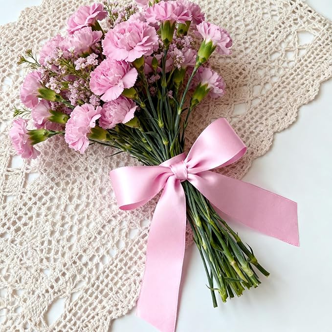 KINGLAKE Pink Satin Ribbon - 1 1/2'' x 100 Yards Polyester Pink Ribbon for Gift Wrapping Valentines Day Wedding Party Decoration DIY Crafts Floral Bouquets and Wreath Bows