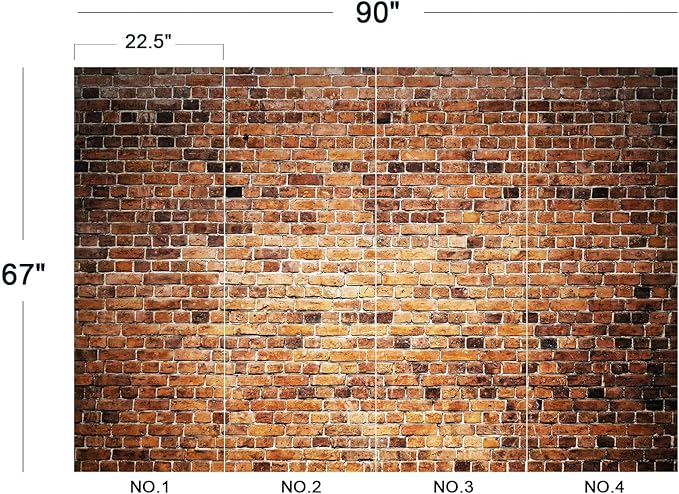 Eierme-Close-up of a Brick Wall Background with Strong Texture Peel and Stick 90" x 67"