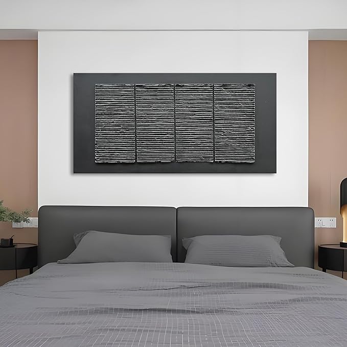 Hand-Painted Black Abstract Wall Decorative Oil Painting Thick Texture Minimalist Art Large Home Wall Decorative Painting 30x60 inches