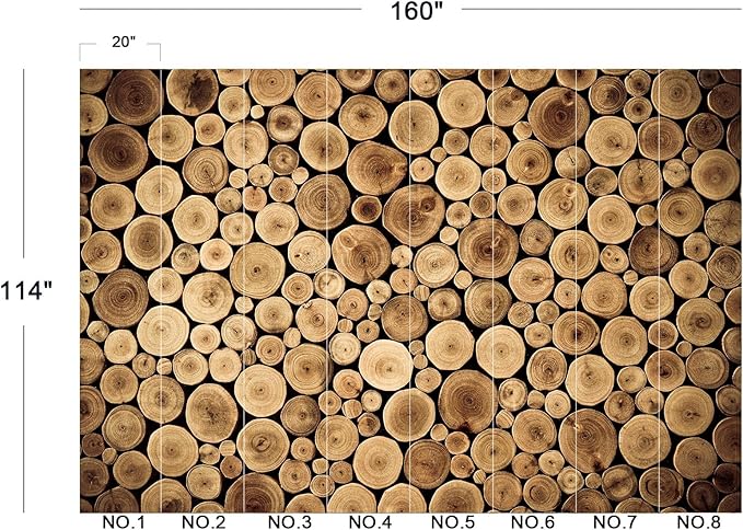 Eierme-Round Teak Wood Stump Background Mural Wallpaper Peel and Stick 160" x 114"