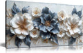 Flower Prints Wall Art for Living Room Blue and White Paintings for Wall Office Wall Decor for Bedroom Aesthetic Size 20" x 40"