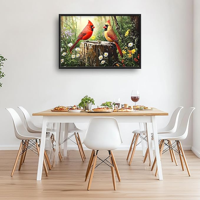 Cardinal Bird Large Decor Framed Wall Art Forest Pictures for Living Room, Oversized Canvas Print Painting Modern Extra Large Framed Artwork for Bedroom Office Home Decor 36"x24"