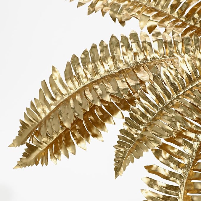 Artificial Gold Ferns Stems Christmas Branch 3Pcs Fake Leave Flower Plant Faux Plant for Vase Bouquets Table Centerpieces Decoration Home Decor