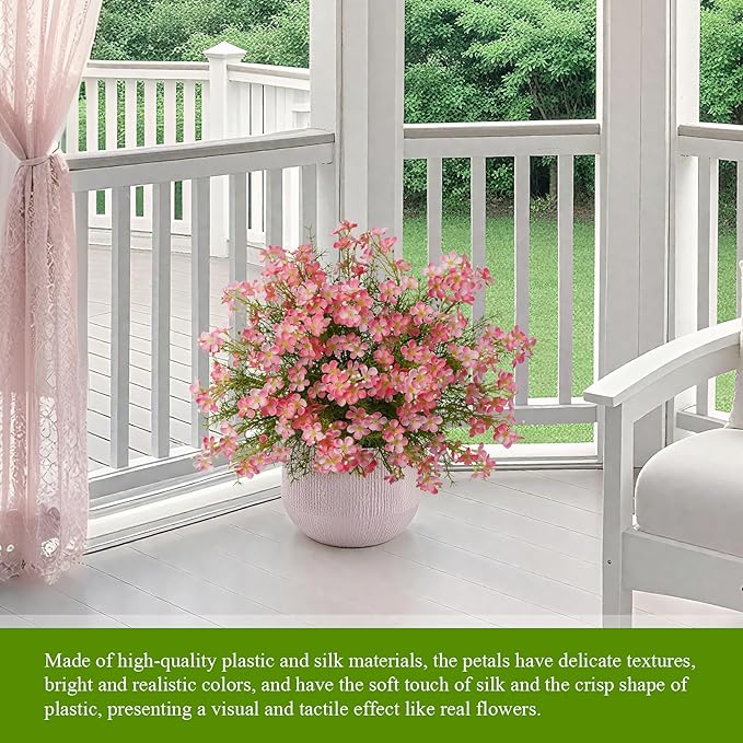 Spring Decorations for Home Fake Flowers Hydrangea Artificial Plants Indoor Mantle Decor Plastic Flowers Artificial Plants Outdoor Garden Decor Hanging Plants 6pcs（Pink） Flowers