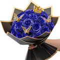 Waipfaru 24 Pcs Glitter Roses Bouquet, DIY Fake Flowers Bouquet, Artificial Blue Rose Bouquet for Valentines, Mothers Day Gifts, Anniversary, Engagement, Wedding