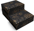 Luxury Keepsake Gift Box 3-Pack | Black Gold Floral Decorative Boxes with Magnetic Lids for Presents, Wedding Memory Box, and Bridal Gifts. 11.5" x 7.5" x 3.5"