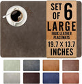 UnivoColors Washed Cowhide Pattern Faux Leather Big Size Placemats Set of 6, Waterproof Easy to Clean Anti-Slip PU Table Mats for Party Decoration19.7″×13.6″,Black Brown Retro Cowhide Pattern