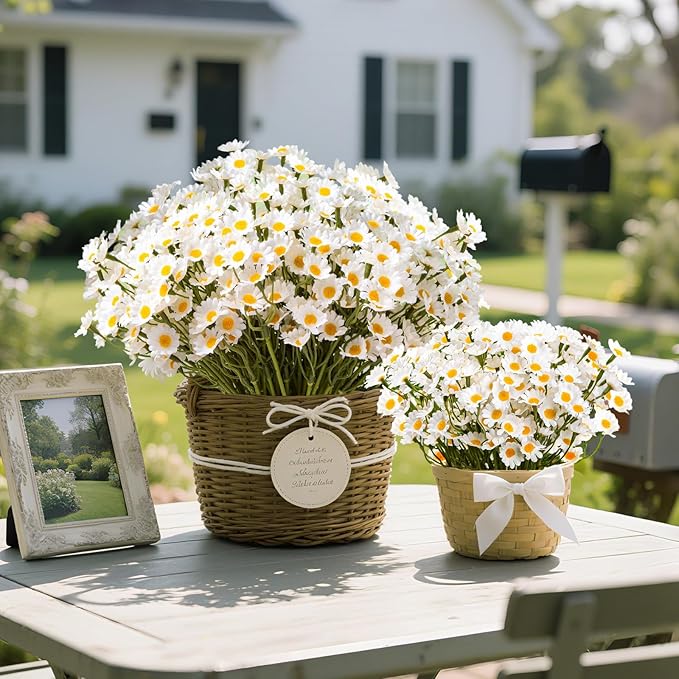 36Pcs Artificial White Daisy Flowers, 6 Bundles 10 Inch Small Fake Daisies for Home Summer Decor, Fake Spring Wild Flowers for Party Decoration