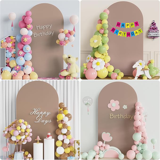 Wokceer 7.2FT Wedding Arch Cover Spandex Fitted Wedding Arch Stand Covers Round Top Nude Brown Chiara Arch Backdrop Cover for Birthday Party Ceremony Banquet Decoration