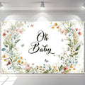 Avezano Wildflower Baby Shower Backdrop Wildflower Baby Shower Decorations Greenery Floral New Born Background Spring Oh Baby Birthday Party Banner 70.8 x 43.3 Inch