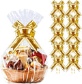 PigPotParty 16"x24" Clear Cellophane Gift Bags - Includes Bows – 10 Pack Cellophane Wrap for Gift Baskets, Plastic Gifts Bags for Gift Giving