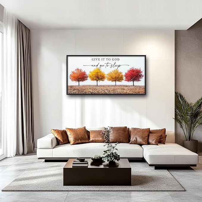 Framed Large Pictures Wall Art for Living Room, Trees Oversized Wall Decor Give It To God And Go To Sleep Canvas Print Painting Modern Extra Large Framed Artwork for Bedroom Office 60"x30"