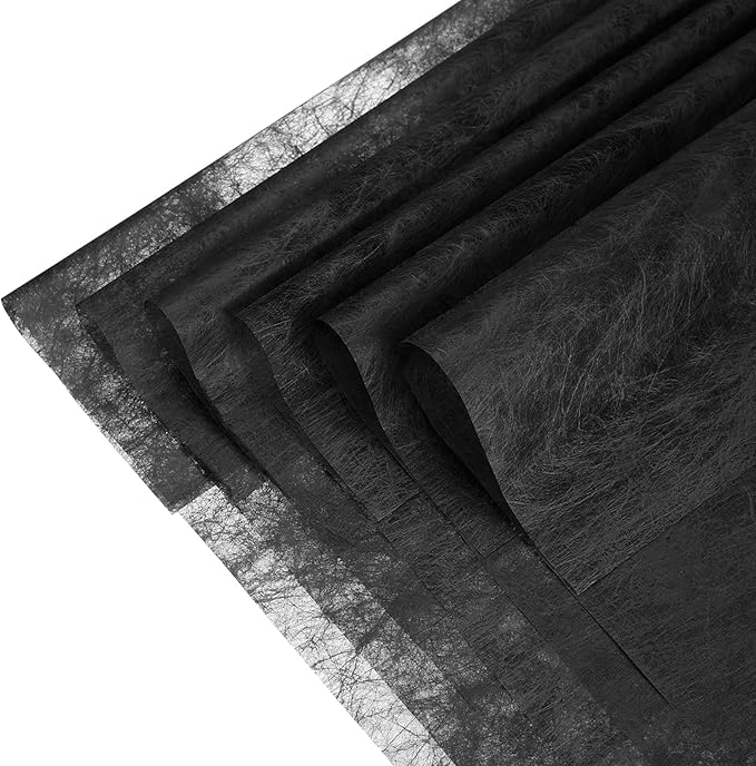 YELARXI Flower Wrapping Paper, Cotton Wrapping Flower Paper, Non-Woven Waterproof Floral Bouquet Wraps - Fitting for (Florist Supplies/Gift) 22 x 22 Inch & 40 Pack & Black