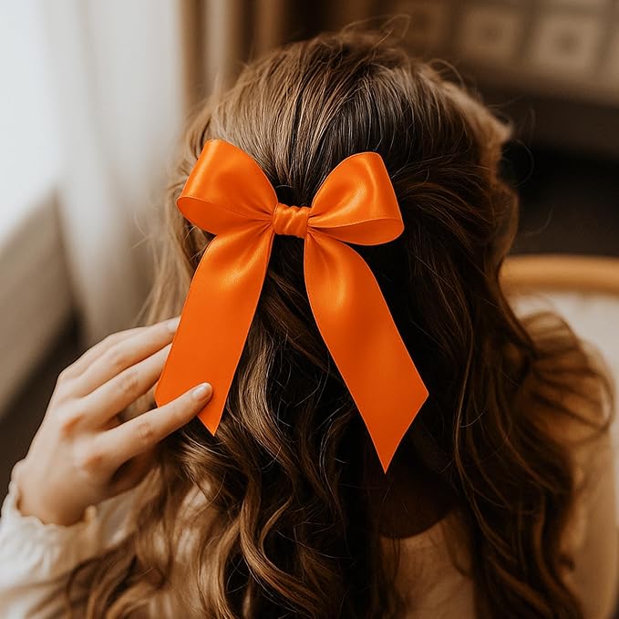 Fullive 1 1/2 Inch Fall Ribbon, 30 Yards Orange Ribbons for Gift Wrapping, Polyester Solid Satin Ribbon for Flower Bouquet for Birthday Thanksgiving Halloween Decorations DIY Bows Floral Arrangements