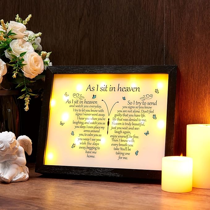 WOODEXPE Sympathy Gift LED Memorial Shadow Box 8x10 Memorial Gifts for Loss of Loved One (Butterfly Black)