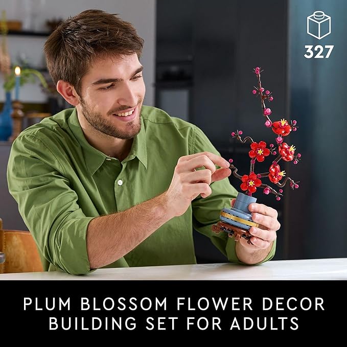 LEGO Botanicals Plum Blossom Building Sets for Adults - Artificial Flower for Dinner Table Centerpiece, Living Room Home Decor, Ages 18+ - DIY Craft Kits - Gift for Birthdays - 10369