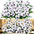 QIANYUN Fake Flowers Pansy Small Wild Flower Daisy Faux Plastic Purple Flowers for Home Wedding Kitchen Garden Table Centerpieces Indoor Outdoor Decor (8PCS,White)