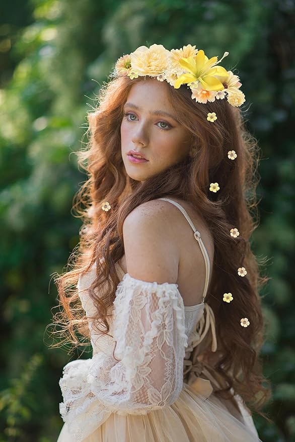 Artificial Flower Heads Combo - 48pcs Yellow Silk Flowers Bulk Faux Rose for Wedding Decor, Bridal Bouquets, Graduation Parties, Cake Toppers & Home DIY Crafts