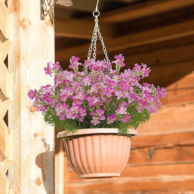 Spring Decorations for Home Fake Flowers Hydrangea Artificial Plants Indoor Mantle Decor Plastic Flowers Artificial Plants Outdoor Garden Decor Hanging Plants 6pcs（Rose Red） Flowers