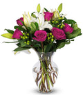 Benchmark Bouquets - Pink Elegance (Glass Vase Included) - Fresh Flowers for Delivery - Gift for Graduation, Birthday, Anniversary, Sympathy, Get Well, Congratulations