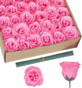 Artificial Roses,30PCS Pink Roses Glitter Roses Bouquet Fake Roses Artificial Flowers for Wedding Bouquet Party Christmas Home Decor(Pink)