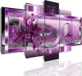 LUDUHU Purple Orchid Flowers Canvas Print - Abstract Red Floral Poster Wall Art Painting Decor for Home Decoration Artwork Picture Bedroom Purple Floral (C,Oversize 80x40inch)