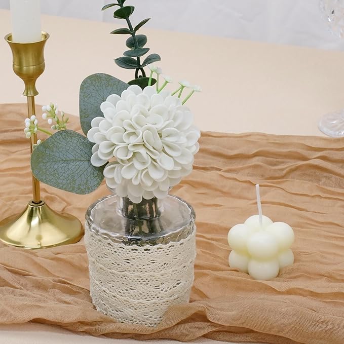 Artificial Flowers, 25pcs Realistic Artificial Rose for DIY Wedding Bouquets Centerpieces Arrangements, Sand White Dahlia Flowers with Stem for Bridal Shower Party
