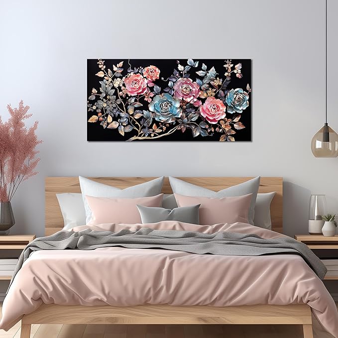 Flower Pictures Wall Decor Living Room Colorful Canvas Wall Art for Office Modern Prints Decor Bedroom Women Size 20" x 40"