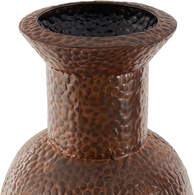 Deco 79 Metal Decorative Vase Indoor Outdoor Tall Floor Bottleneck Centerpiece Vases with Bubble Texture and Studs, Set of 3 Flower Vases for Home Decoration 50", 35", 26"H, Dark Brown