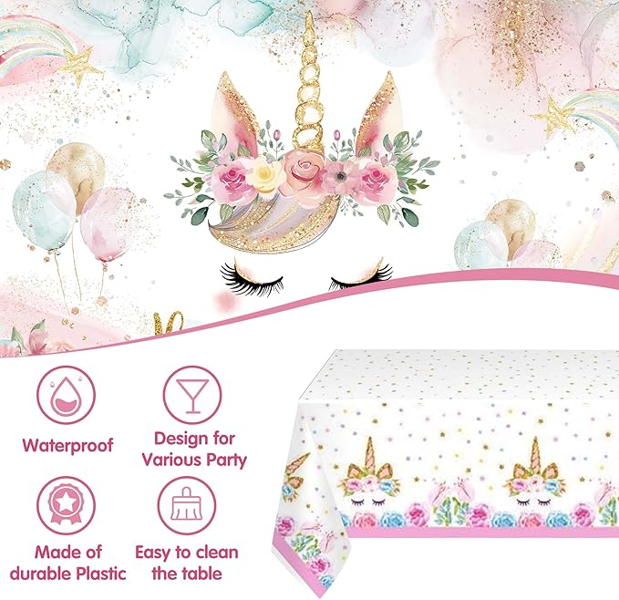 Unicorn Birthday Party Decorations For Women Girls,Happy Birthday Banner,Purple Pink Balloon Arch Kit,Foil Balloons,Cake toppers