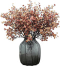 JAKY-Global Babys Breath Silk Artificial Flowers Bulk With Vase 10pcs for Fall Decor Fake flower bouquet Home Kitchen Indoor Bouquet Floral Arrangement Table Centerpieces Decor(Beige Brown Vase)