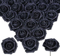 Glitter Roses 30pcs 2.56" Artificial Grey Black Roses with Stems for Baby Shower Decorations