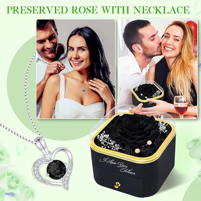 Beferr Birthday Gifts for Women Preserved Real Rose with Necklace Eternal Roses Forever Flowers for Delivery Prime Christmas Day Gifts for Mom Grandma Wife Sister Her from Daughter