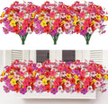 MACTING Artificial Flowers for Outdoors 12 Bundles UV Resistant Fake Flowers Faux Plastic Plants No Fade for Hanging Planters Window Patio Porch Yard Indoor Outdoor Summer Decorations(Mix Color-1)