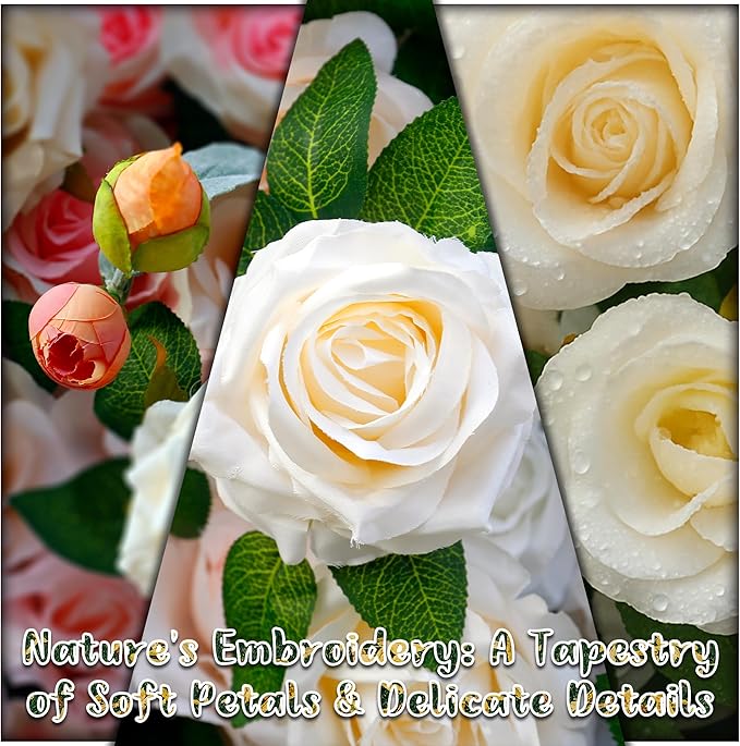 8×8 ft Artificial White Flower Wall with Backdrop Stand, 2pcs 4×8 ft Panels, Assembly-Friendly Floral Backdrop for Weddings, Events, Studios & Window Displays