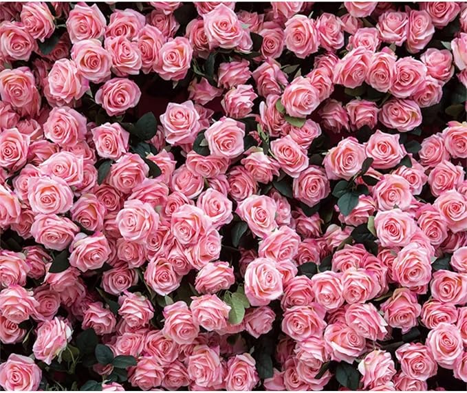 10x7ft Floral Backdrop for Party Photoshoot Pink Rose Flowers Wedding Birthday Bridal Shower Flower Wall Decorations Photography Background