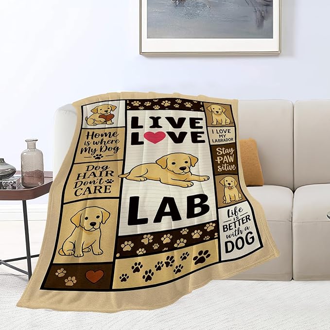 Labrador Retriever Blanket Cute Dog Throw Blanket Love Lab Puppy Soft Cozy Fleece Fuzzy Stuffed Plush Flannel Animal Gifts for Girls Women Boys Kids Adults 40''x50''