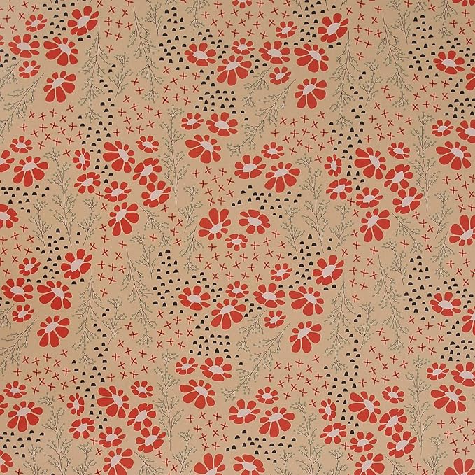 Aimyoo Kraft Floral Wrapping Paper Jumbo Roll, All Occasion Flower Gift Wrap Paper for Wedding Bridal Shower Birthday, 17 in x 60 ft