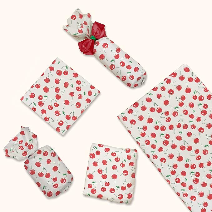 Pro Supply Global - Bulk Elegant Spring Cherries Tissue Paper Wrapping Gift Bag Crafts DIY Project Party Decorations Packaging - Creative Uses for Wedding Birthday & Holiday Events - 24 Sheets 20"x30"