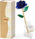 Mikasol Gold Dipped Real 24K Forever Preserved Rose, 1 Pack Infinity Flower Decor Hand Dipped Romantic Gift for Women in Her Wife Girlfriend Birthday Anniversary Valentines Mothers Day Christmas(Blue)