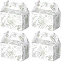 Dunzoom 24 Pack Sage Green Floral Paper Gift Boxes Party Favor Gift Gable Boxes with Chinoiserie Floral Printed Candy Treat Box for Wedding Birthday Tea Bridal Shower Party
