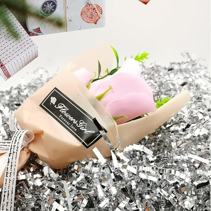 Uptotop 1 LB Crinkle Cut Paper Shred Filler for Gift Wrapping Basket Filling, Birthday, Christmas, Thanksgiving, Wedding, Mother's Day, Glitter Silver