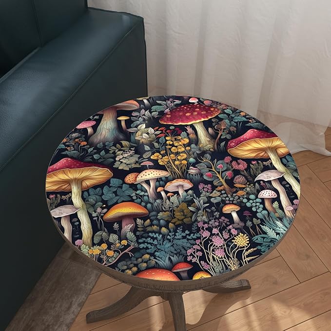 Mushroom Wallpaper Peel and Stick Floral Contact Paper Vintage Wall Paper for Chest of Drawers TV Stand Bookcase Removable Waterproof Dark Black 17.5 x 78.5In