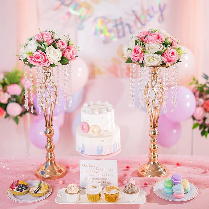 Flower Centerpieces for Wedding Tables: Wedding Table Decorations Pink & White Flower Balls Centerpieces for Engagement Cerebration Party Center Pieces 10 Packs