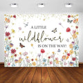 Avezano Wildflower Baby Shower Decorations A Little Wildflower is On The Way Baby Shower Backdrop Floral Theme Baby Girls' New Born Photoshoot Background Banner (10x7ft(120x84in))