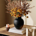 Ceramic Flower Vase, 6 Inch Decorative Rustic Vase Farmhouse Boho Vase for Centerpieces,Terracotta Vases for Home Decor, Living Room,Shelf,Wedding,Black